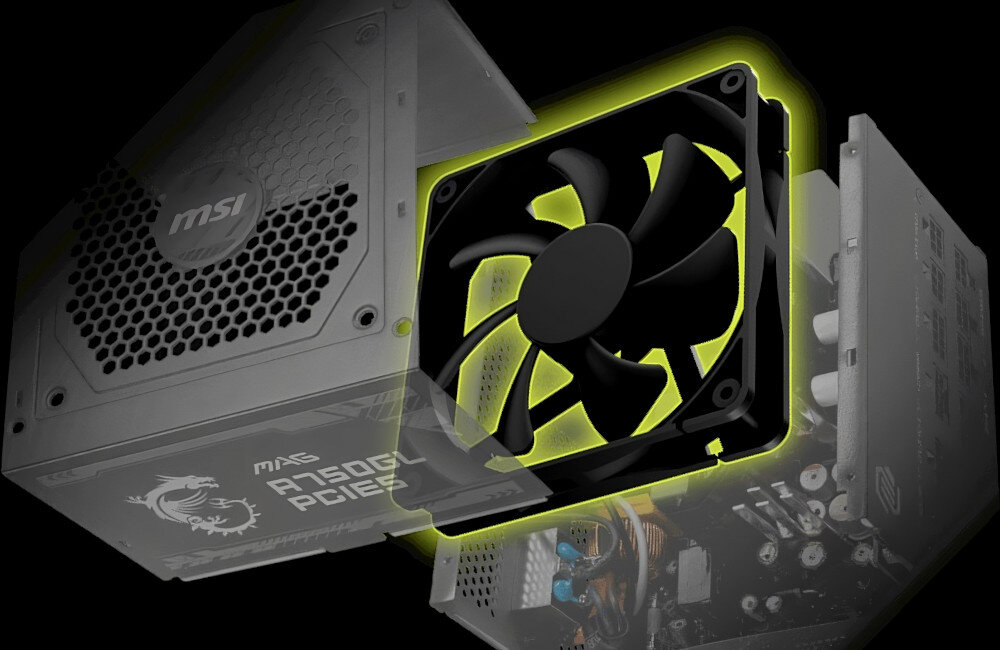 Zasilacz MSI MAG A750GL 750W 80 Plus Gold chłodzenie wentylator głośność temperatura