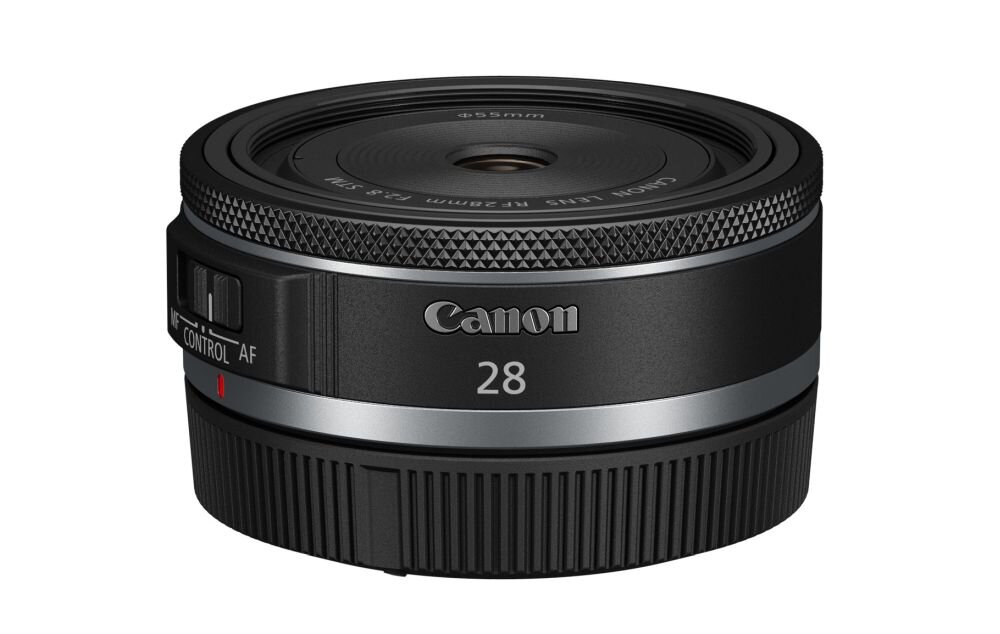 Obiektyw CANON RF 28mm F2.8 STM EMEA ogniskowa przysłona ostrość pierścienie optyka soczewki powłoki montaż bagnet światło jasność zoom filtry waga