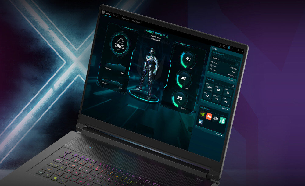 Laptop ACER Predator Triton 17X PTX17-71-94R1 aplikacja tryby ustawienia zarządzanie