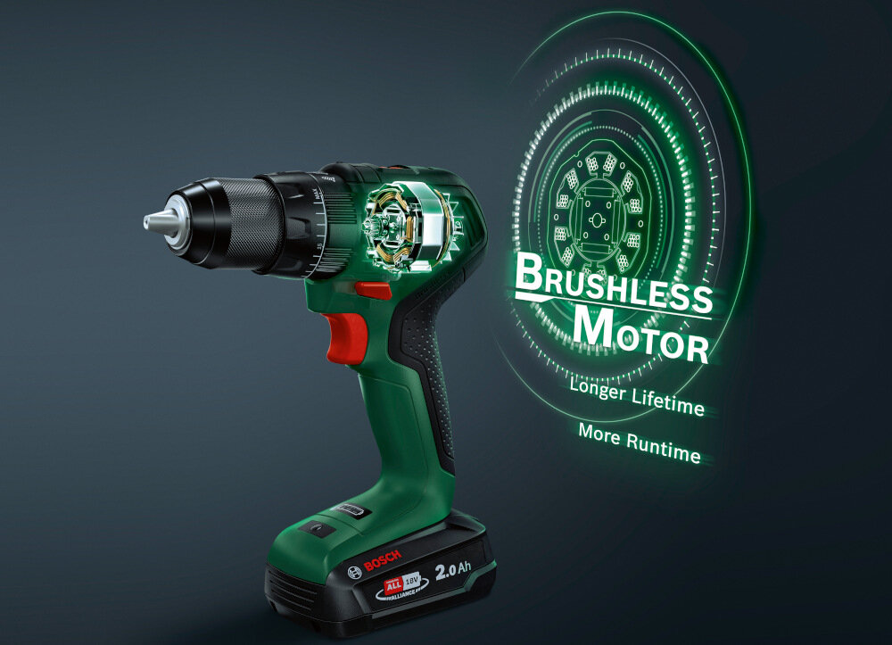 Wiertarko-wkrętarka BOSCH UniversalImpact 18V-60 06039D7100 + Zestaw startowy 18V 2.5 Ah silnik bezszczotkowy wysoka moc dłuższa żywotność urządzenia elektroniczne sterowanie wysoka wydajność maksymalna prędkość obrotowa do 1900 obr/min maksymalny moment obrotowy 60 Nm