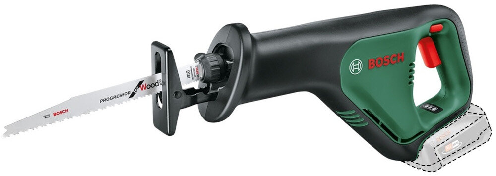 Piła szablasta BOSCH AdvancedRecip 18 06033B2402 + Zestaw startowy 18V 2.5 Ah niewielka masa waga 2,5 kg zasilana akumulatorem wysokiej jakości sprzet funkcjonalna