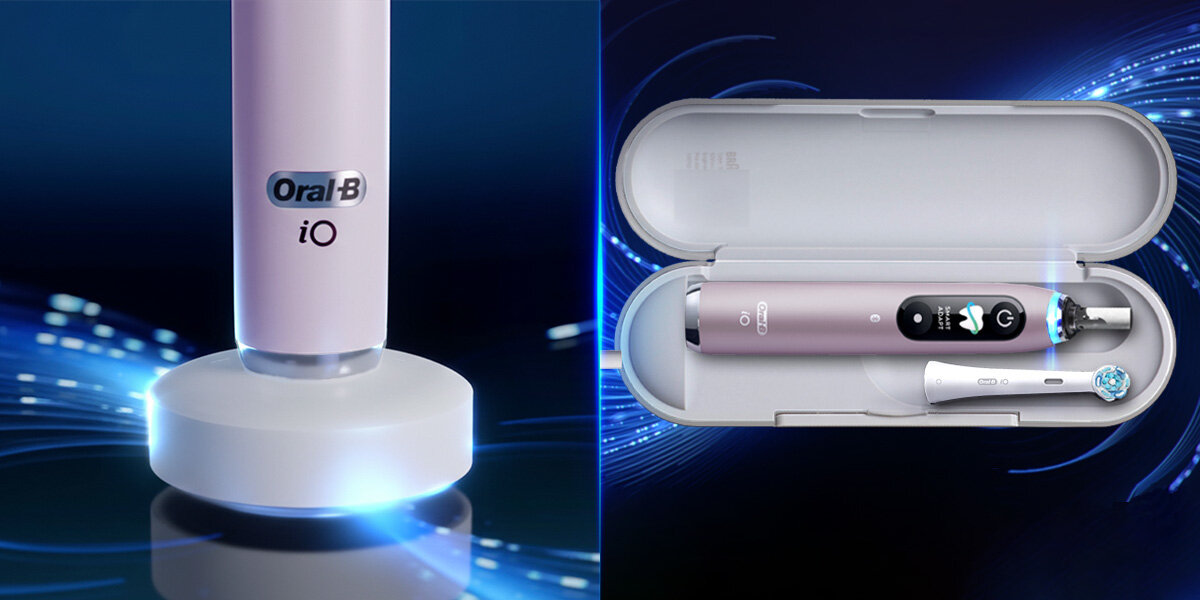 Szczoteczka magnetyczna ORAL-B iO 9 Różowy zdjęcie lifestyle Szybkie ładowanie z funkcją ładowania
