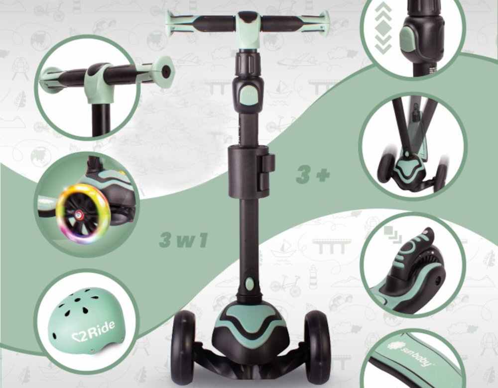 Hulajnoga dla dzieci SUN BABY Flash 3w1 zielony