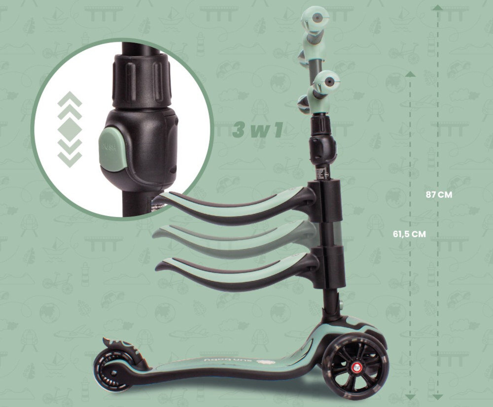 Hulajnoga dla dzieci SUN BABY Flash 3w1 zielony hulajnoga