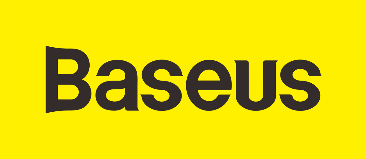 Logo Baseus na żółtym tle.