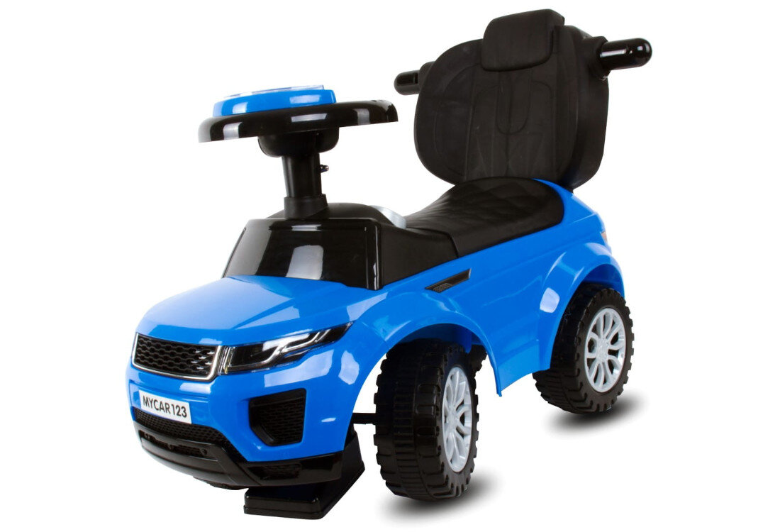 Jeździk SUN BABY Sport Car Niebieski schowek porządek miejsce zabawki przechowywanie organizacja przestrzeń