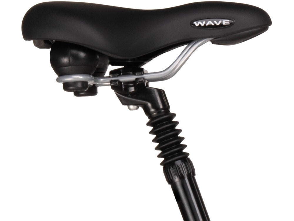 Rower trekkingowy INDIANA X-Road 5.0 D17 28 cali damski Grafitowy miekkie okladziny wygodne siodelko amortyzowana sztyca siodelka siodelko marki SELLE ROYAL typ WAVE nie odksztalca sie