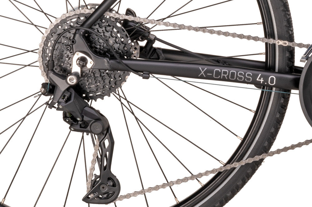 Rower crossowy INDIANA X-Cross 4.0 M21 męski Czarny 20 biegów przerzutki marki SHIMANO przednia SHIMANO FD-U6010-L tylna SHIMANO RD-U6020-10