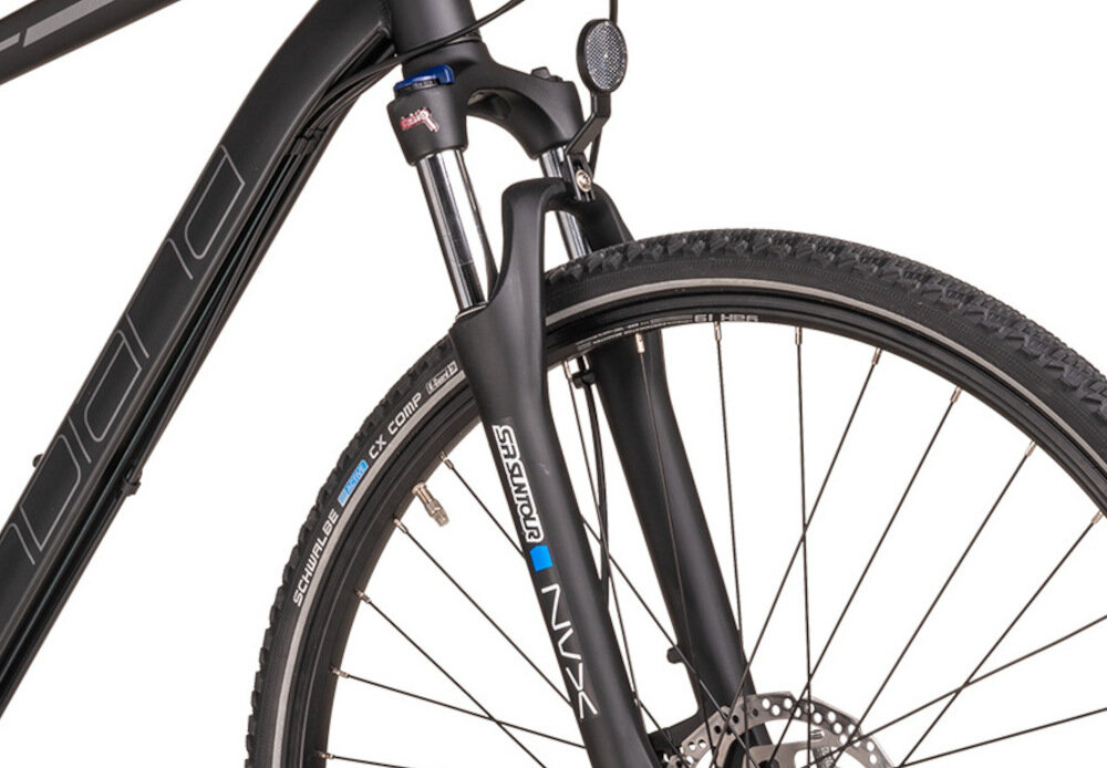 Rower crossowy INDIANA X-Cross 4.0 M21 męski Czarny rower typu hardtail przedni amortyzator SR Suntour typu NVX HLO niska masa roweru duża sztywność można regulować