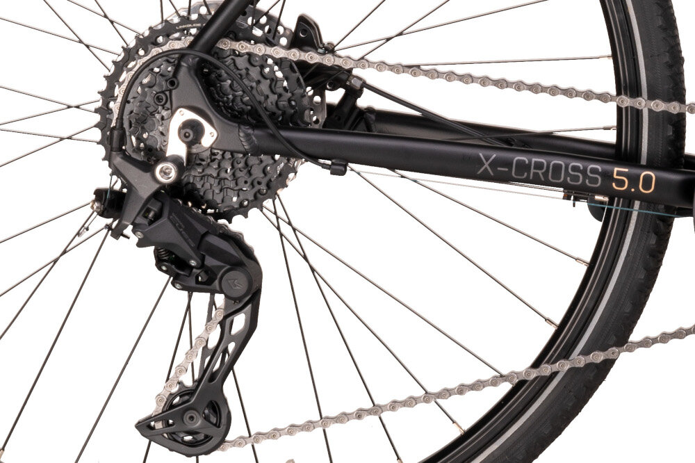 Rower crossowy IINDIANA X-Cross 5.0 M22 męski Czarny 20 biegow naped SHIMANO CUES niewiarygodnie plynna i niezawodna zmiana przelozen wytrzymala technologia Shadow przerzutka jest schowana mniej narazona na uszkodzenia