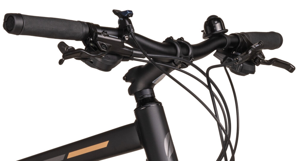 Rower crossowy IINDIANA X-Cross 5.0 M22 męski Czarny kierownica marki HL CORP typu MTB 660mm lekka trwala antyposlizgowy material dlonie nie slizgaja sie jazda jest bezpieczna dzwonek