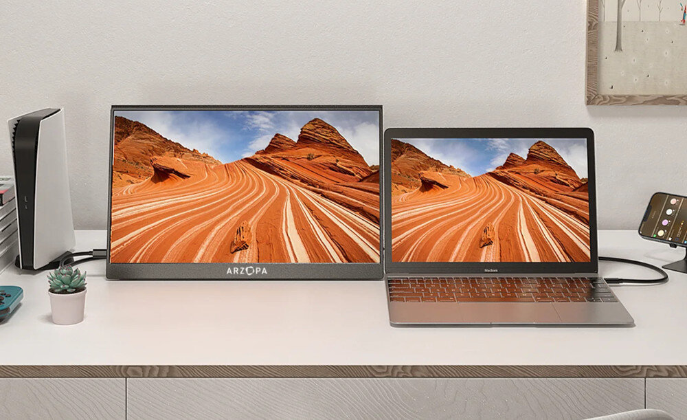 Monitor ARZOPA A1 Gamut przenośność waga grubość mobilność cechy
