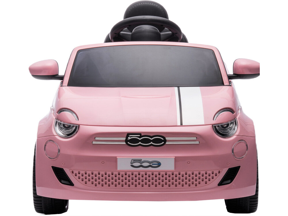 Samochód dla dziecka SUN BABY Fiat 500 Wersja Sport Różowy akumulator kwasowo-olowiowy napiecie 12 V czas dzialania okolo 40 minut dwa akumulatory wymienne ladowarka