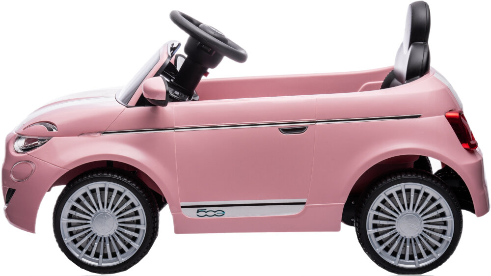Samochód dla dziecka SUN BABY Fiat 500 Wersja Sport Różowy kola 4 z tworzywa sztucznego plynna jazda bardzo dobra jakosc wykonania przyczepnosc do podloza
