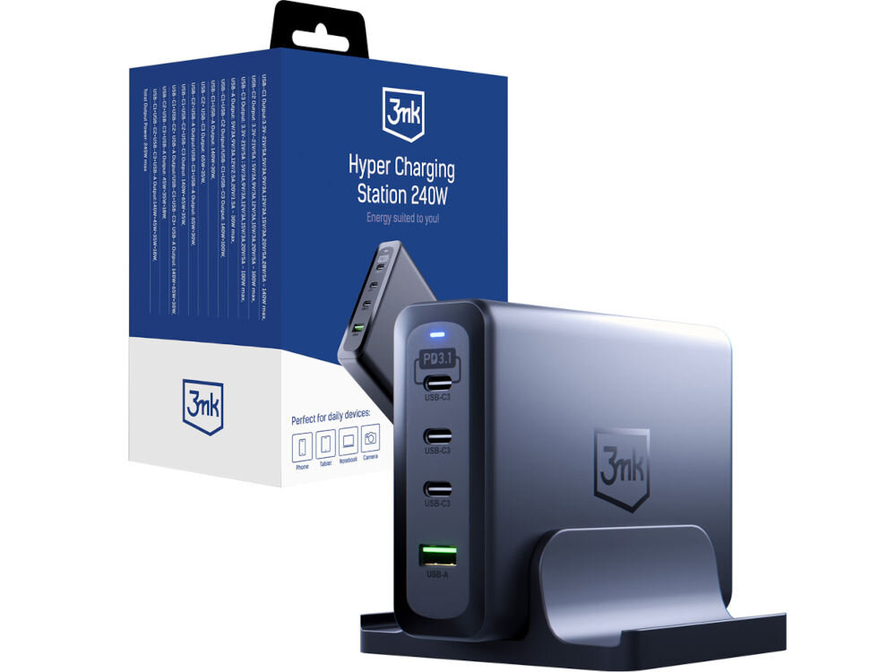 Ładowarka sieciowa 3MK Hyper Charging Station 240W Czarny zestaw