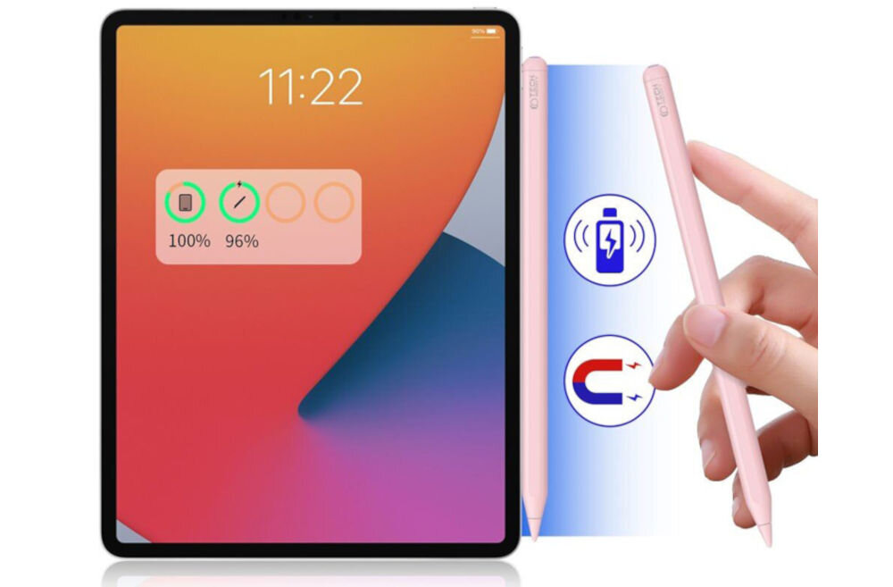 Rysik TECH-PROTECT Digital Stylus Pen 2 Różowy prezentacja rysika magnetyczne mocowanie do iPad