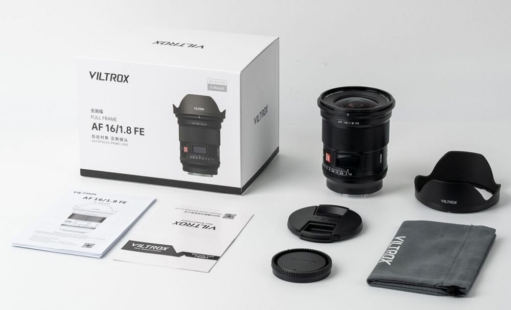 Obiektyw VILTROX AF 16mm f-1.8 Sony FE ogniskowa przysłona ostrość pierścienie optyka soczewki powłoki montaż bagnet światło jasność zoom filtry waga