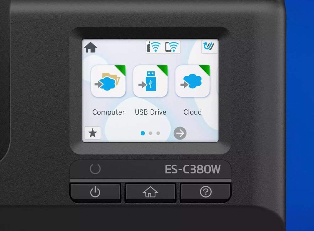 Skaner EPSON ES-C380W Wi-Fi ekran obsługa skanowanie do chmury łączność