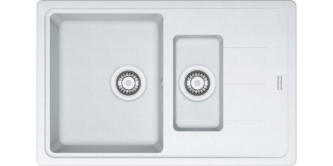 Zlewozmywak FRANKE Basis BFG 651-78 114.0676.283 Biały polarny  widok na zlew z góry odporność na plamy trwałość kwarc fragranite wytrzymałość