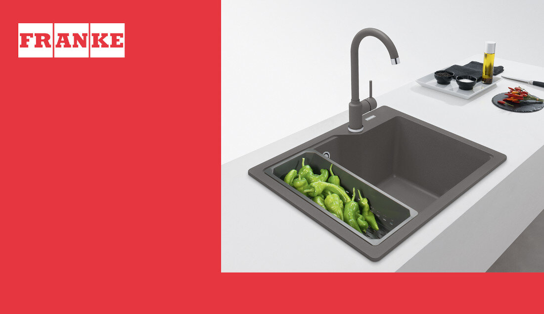 Zlewozmywak FRANKE Urban UBG 610-50 114.0687.259 Kamienny szary wygląd design tło prezentacja wizualizacja