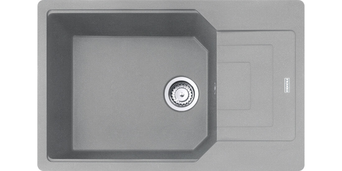 Zlewozmywak jednokomorowy z ociekaczem FRANKE Urban UBG 611-78 XL 114.0687.281 Kamienny Szary 50x78 widok na zlew z góry odporność na plamy trwałość kwarc fragranite wytrzymałość