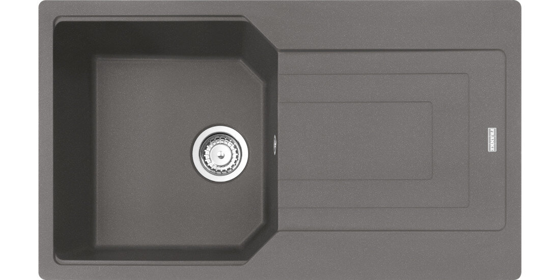 Zlewozmywak jednokomorowy z ociekaczem FRANKE Urban UBG 611-86 114.0687.288 Kamienny szary widok na zlew z góry odporność na plamy trwałość kwarc fragranite wytrzymałość