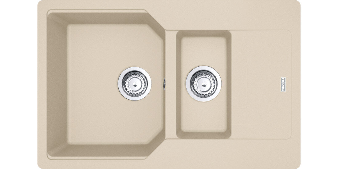 Zlewozmywak półtorakomorowy z ociekaczem FRANKE Urban UBG 651-78 GSC 114.0687.295 Beżowy 50x78 widok na zlew z góry odporność na plamy trwałość kwarc fragranite wytrzymałość