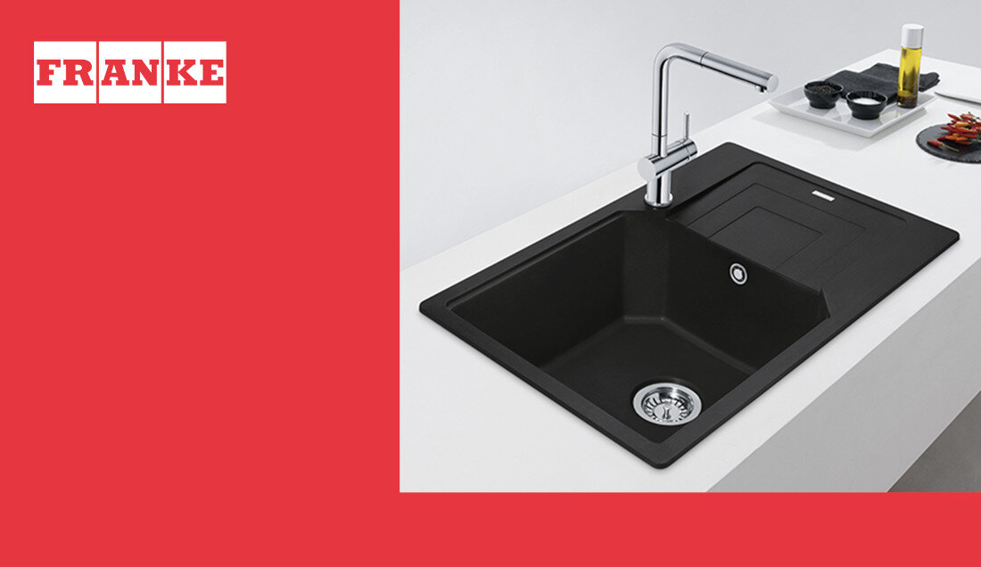 Zlewozmywak FRANKE Urban UBG 611-62 114.0687.268 Czarny matowy wygląd design tło prezentacja wizualizacja