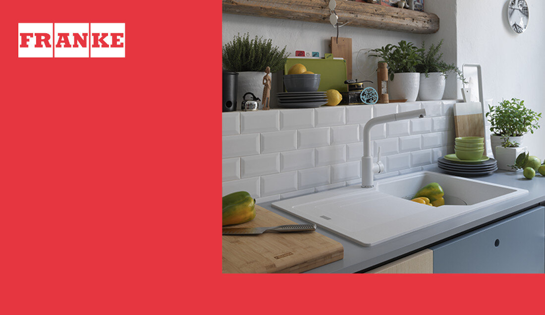 Zlewozmywak jednokomorowy z ociekaczem FRANKE Urban UBG 611-78 GSC 114.0687.271 Cappuccino wygląd design tło prezentacja wizualizacja