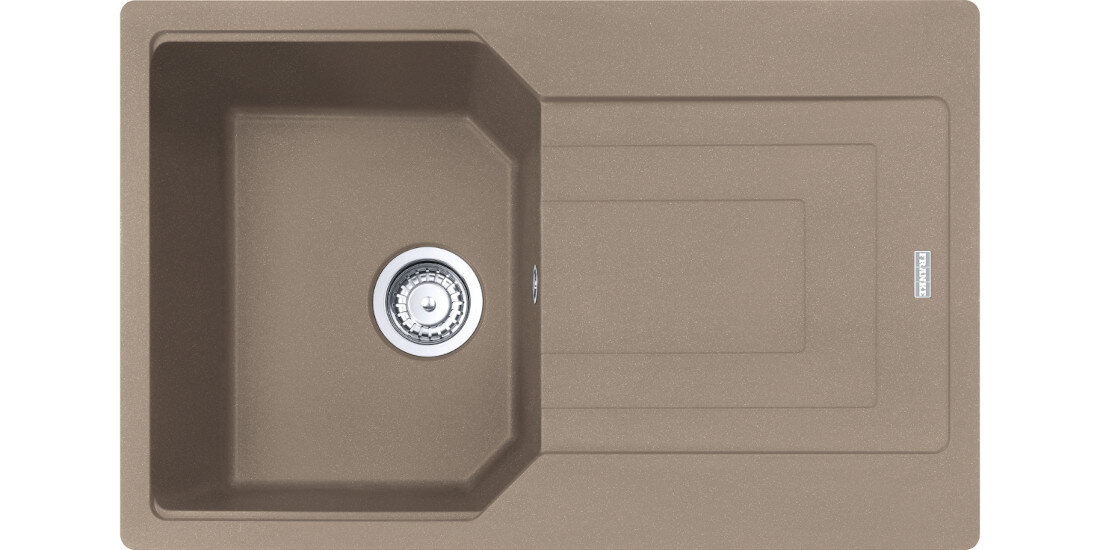 Zlewozmywak jednokomorowy z ociekaczem FRANKE Urban UBG 611-78 GSC 114.0687.271 Cappuccino widok na zlew z góry odporność na plamy trwałość kwarc fragranite wytrzymałość