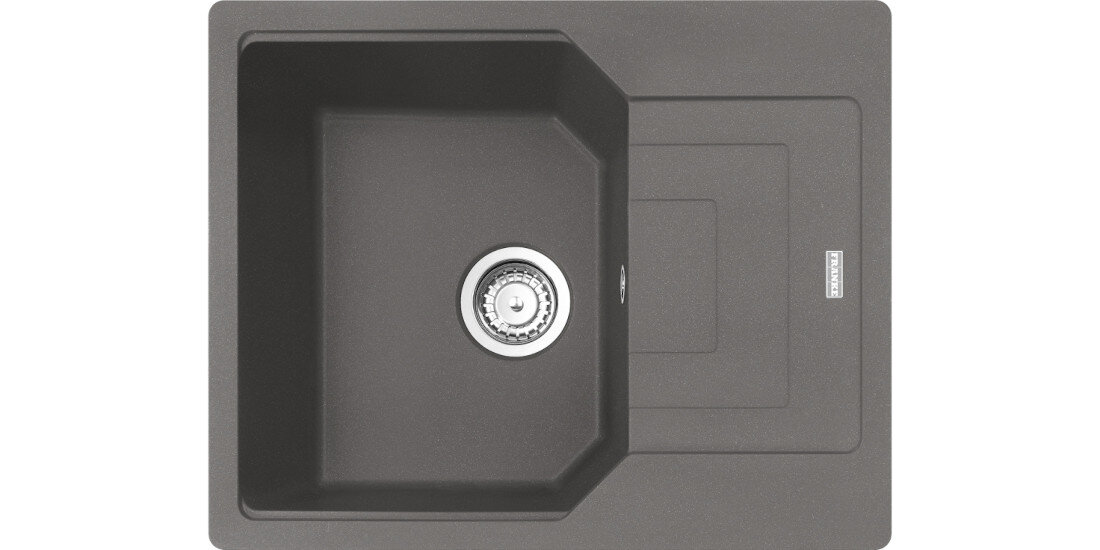 Zlewozmywak jednokomorowy z ociekaczem FRANKE Urban UBG 611-62 114.0687.266 Kamienny szary widok na zlew z góry odporność na plamy trwałość kwarc fragranite wytrzymałość
