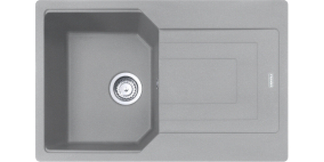Zlewozmywak jednokomorowy z ociekaczem FRANKE Urban UBG 611-78 114.0687.273 Kamienny szary 50x78 widok na zlew z góry odporność na plamy trwałość kwarc fragranite wytrzymałość