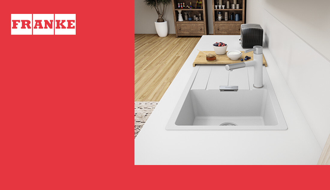 Zlewozmywak FRANKE Centro CNG 611-78 GSC 114.0687.317 Biały polarny wygląd design tło prezentacja wizualizacja