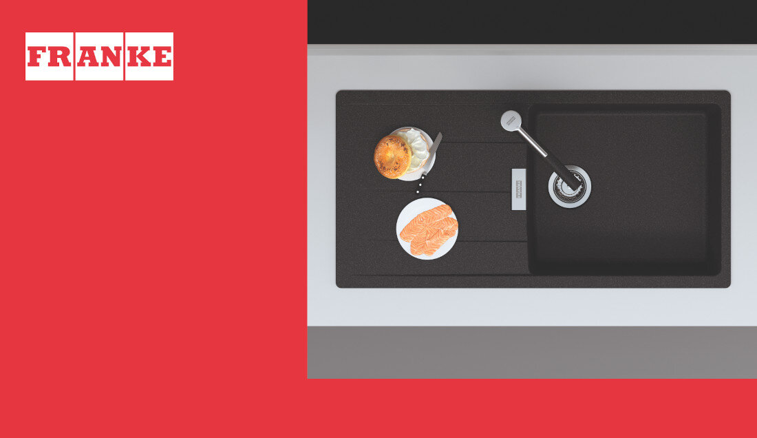 Zlewozmywak FRANKE Centro CNG 611-100 XL GSC 114.0687.335 Onyx wygląd design tło prezentacja wizualizacja