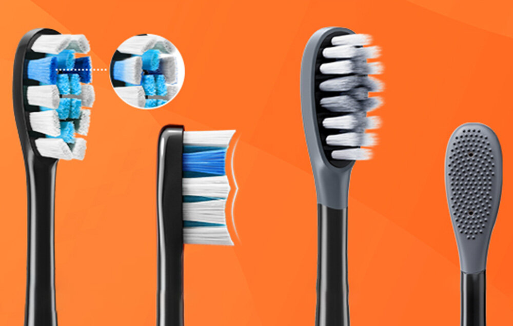 Szczoteczka soniczna BITVAE S2+HD2 Czarny praktyczne akcesoria 8 końcówek czyszczenie zębów dziąseł kompleksowa długotrwała opieka dentystyczna 2 kable USB adapter sieciowy etui sterylizator zestaw montażowy wygoda użytkowania utrzymanie akcesoriów w idelanym stanie zdrowie jamy ustnej efektywnie bezproblemowe