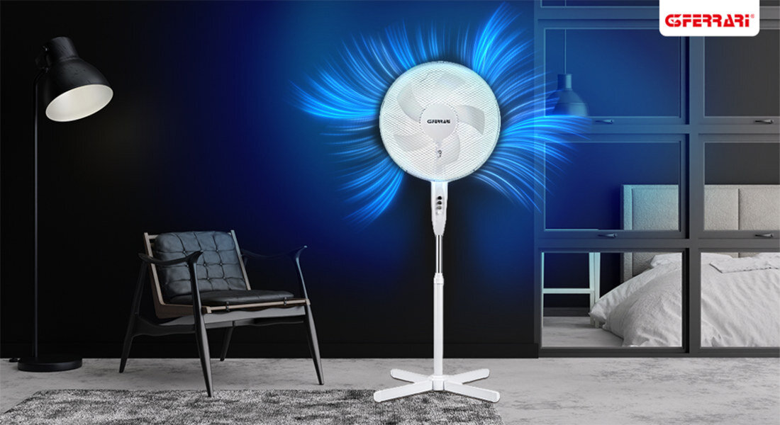 Wentylator G3FERRARI G50045 Biały Przyjemny chłód w upały moc wydajność cyrkulacja powietrza ulga Możliwość wyboru spośród trzech prędkości nawiewu  dopasowanie działanie potrzeby