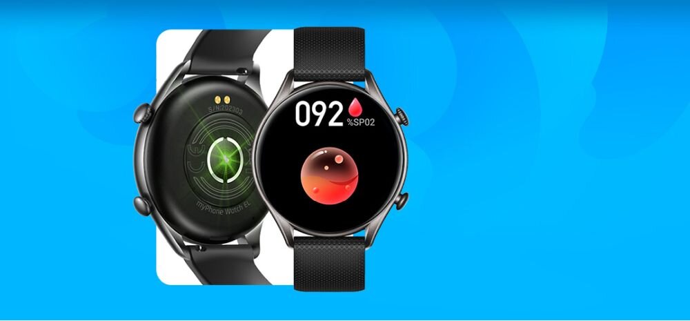 Smartwatch MYPHONE Watch EL ekran bateria czujniki zdrowie sport pasek ładowanie pojemność rozdzielczość łączność sterowanie krew puls rozmowy smartfon aplikacja