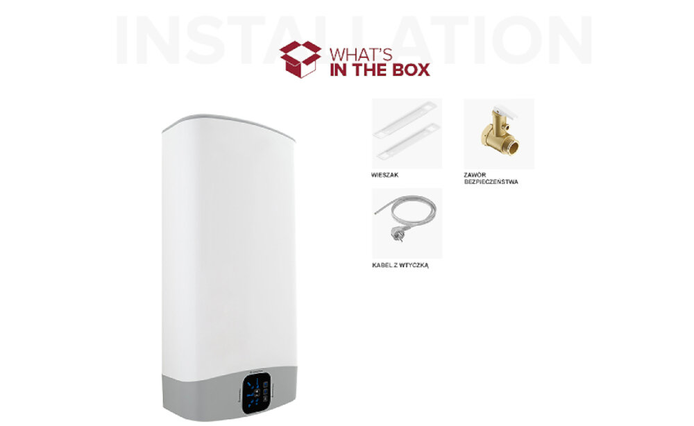 Bojler elektryczny ARISTON Velis Evo 80 l zestaw akcesoria komplet wyposazenie