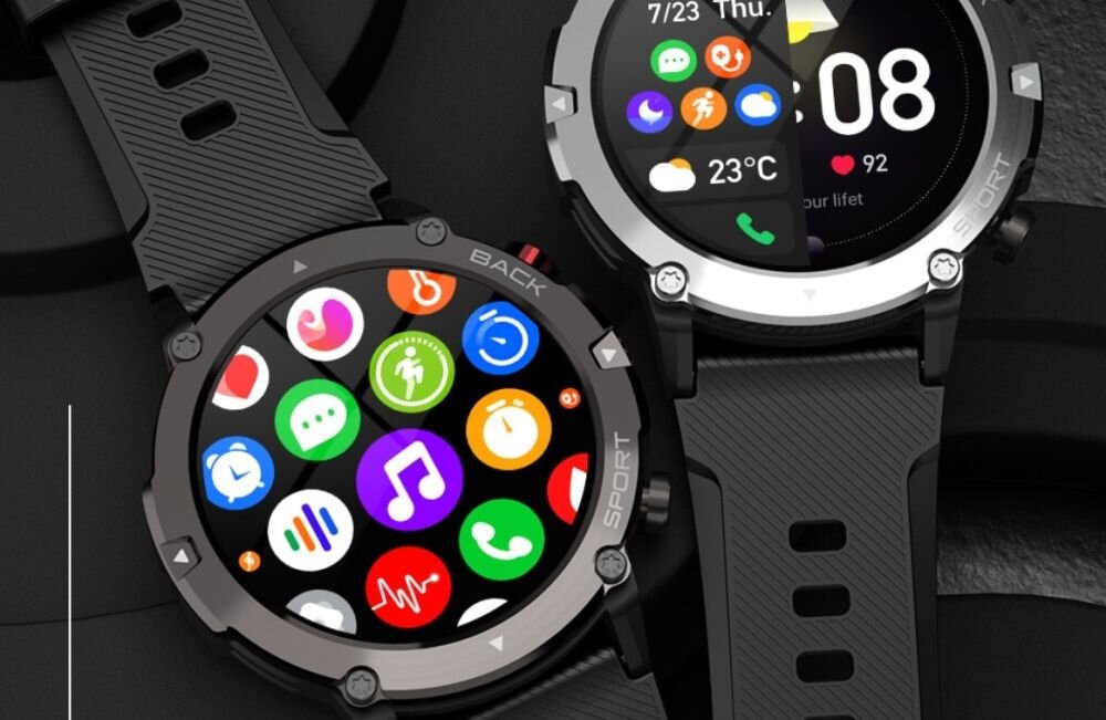 Smartwatch CUBOT C21 ekran bateria czujniki zdrowie sport pasek ładowanie pojemność rozdzielczość łączność sterowanie krew puls rozmowy smartfon aplikacja