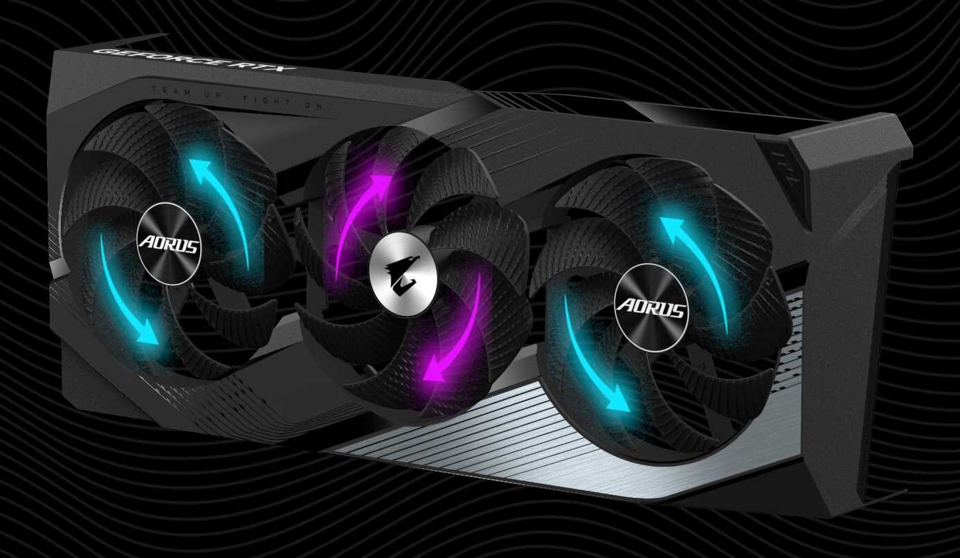 Karta graficzna GIGABYTE GeForce RTX 4060 Aorus Elite OC 8GB DLSS 3 - wentylator