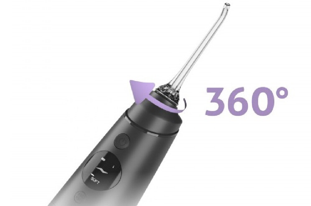 Irygator TRUELIFE AquaFloss Compact C300 Czarny Świeżość, jakiej potrzebujesz Zbiornik o pojemności 300 ml woda Głowica obracająca się o 360°