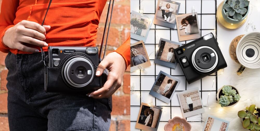 Aparat FUJIFILM Instax SQ40 zdjęcia drukowanie drukarka wkłady filmy rozdzielczość bateria obiektyw pojemność tryby filtry łączność smartfon aplikacja sterowanie ogniskowa przysłona migawka lampa błyskowa wymiary ekran wizjer waga zapis karta pamięć