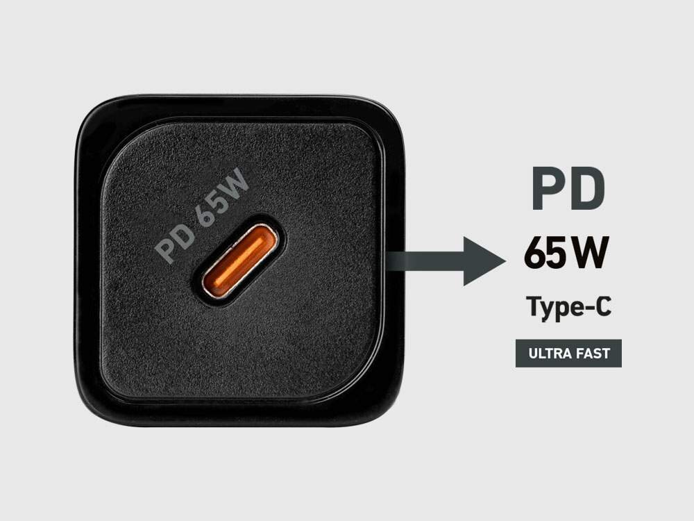 Ładowarka sieciowa SBS TETRGAN1C65W Power Delivery dostosowuje moc, aby ładować bezpiecznie i wydajnie.