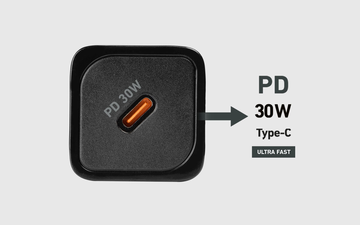 Ładowarka sieciowa SBS Nano GaN Power Delivery (PD) ładowarka ścienna USB-C 30 watów czas ładowania moc szykość 