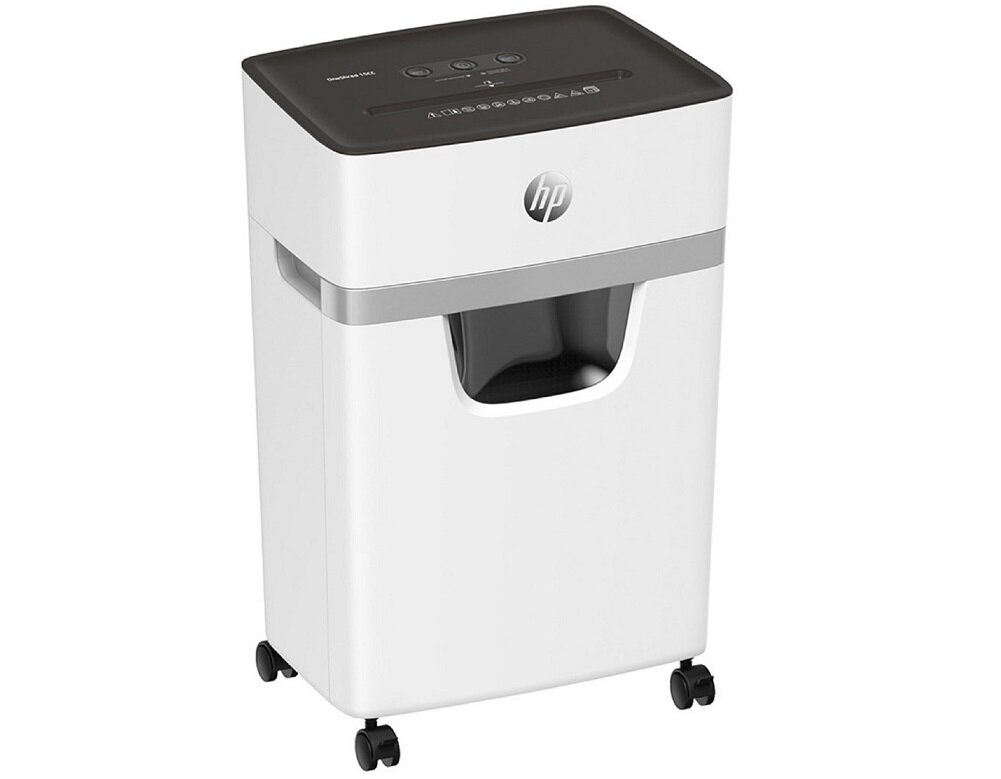 Niszczarka HP OneShred 15CC wymiary niszczy papier karty kredytowe spinacze zszywki Arkusz olejowe