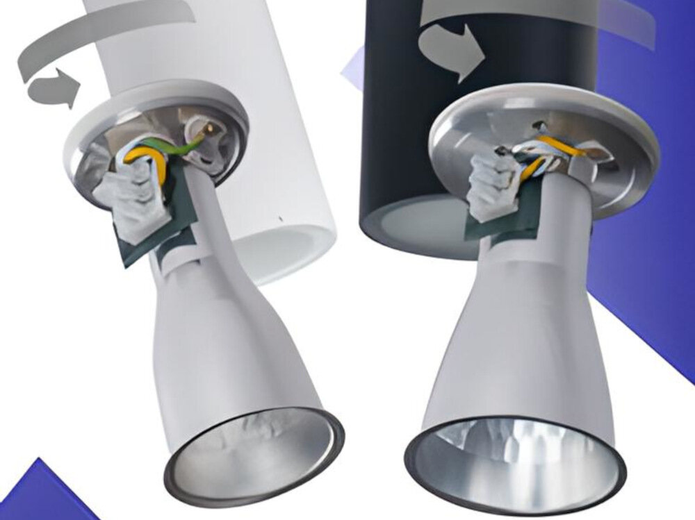 Lampa sufitowa punktowa KANLUX Aqilo DSO-B 20W Czarny odblysnik kierunek swiecenia swiatla kierowany w dol eliminacja absorbcji swiatla przez korpus