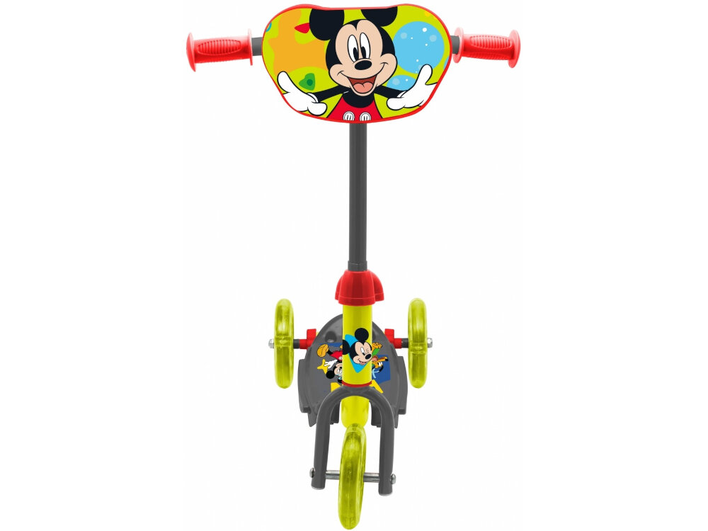 Hulajnoga dla dzieci DISNEY Myszka Miki dla dzieci poczatkujacych z lekkich wytrzymalych materialow aluminium tworzywo sztuczne utrzymywanie rownowagi prawidlowe zachowanie na jezdni