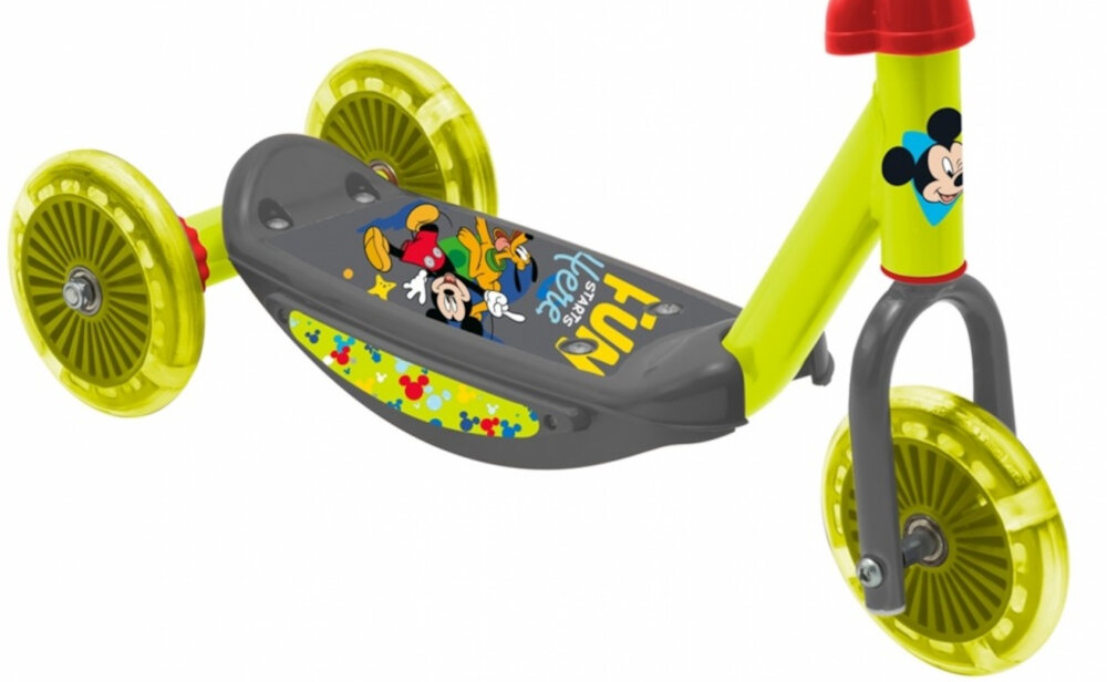 Hulajnoga dla dzieci DISNEY Myszka Miki podest szeroki z wysokiej jakosci metalu powloka antyposlizgowa kolorowa grafika Myszki Miki i Psa Pluto dla dzieci w wieku od 2 roku zycia maksymalna waga do 20 kg