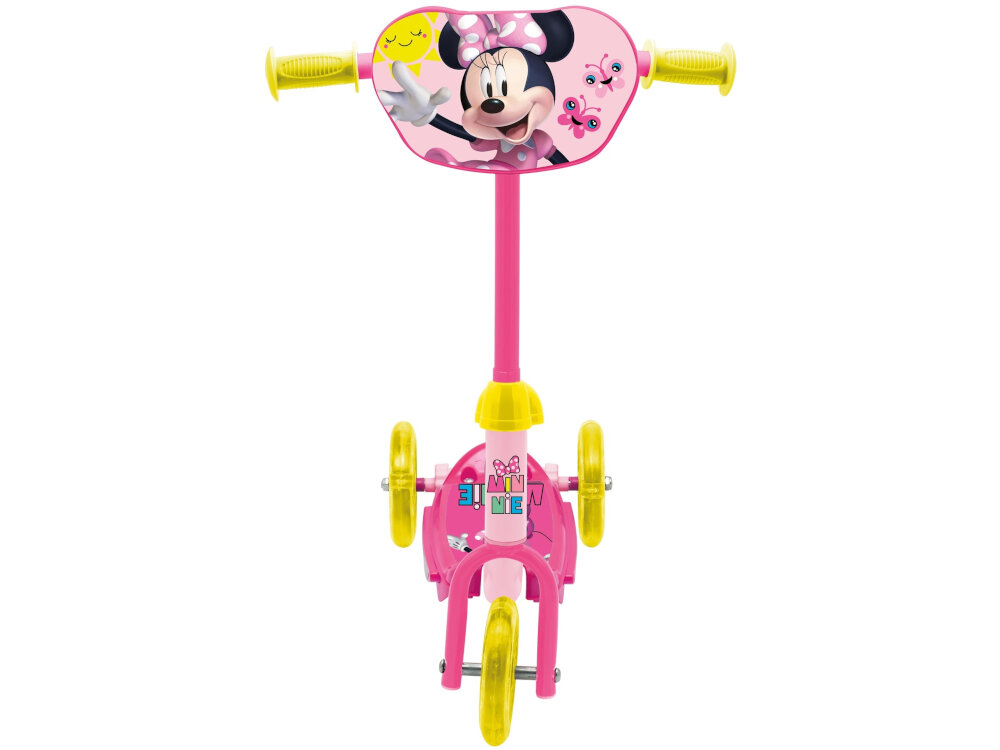 Hulajnoga dla dzieci DISNEY Myszka Minnie dla dzieci poczatkujacych z lekkich wytrzymalych materialow aluminium tworzywo sztuczne utrzymywanie rownowagi prawidlowe zachowanie na jezdni