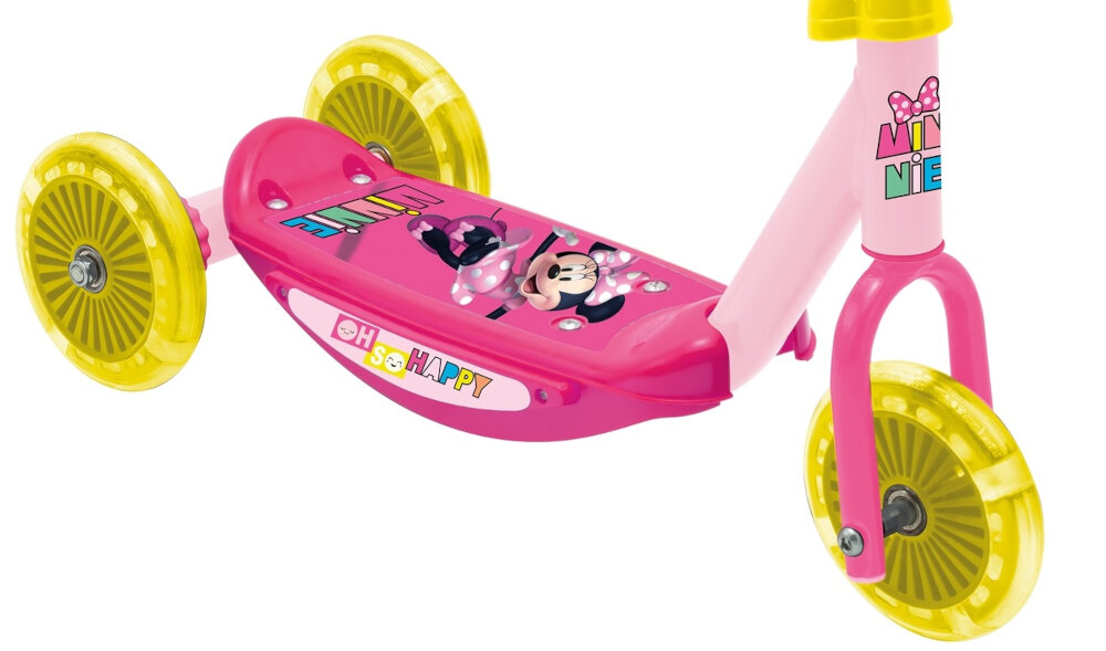 Hulajnoga dla dzieci DISNEY Myszka Minnie podest szeroki z wysokiej jakosci metalu powloka antyposlizgowa kolorowa grafika Myszki Minnie dla dzieci w wieku od 2 roku zycia maksymalna waga do 20 kg